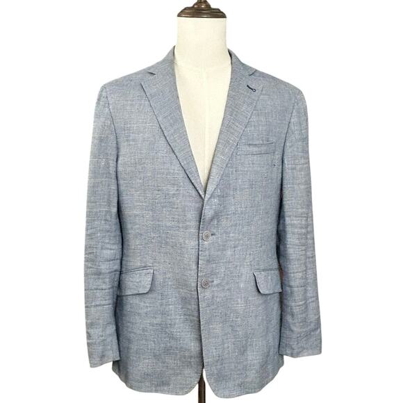 Joe Joseph Abboud Italian Linen Blazer 42R Slim Fit Gray Sport Coat Designer - Picture 1 of 16